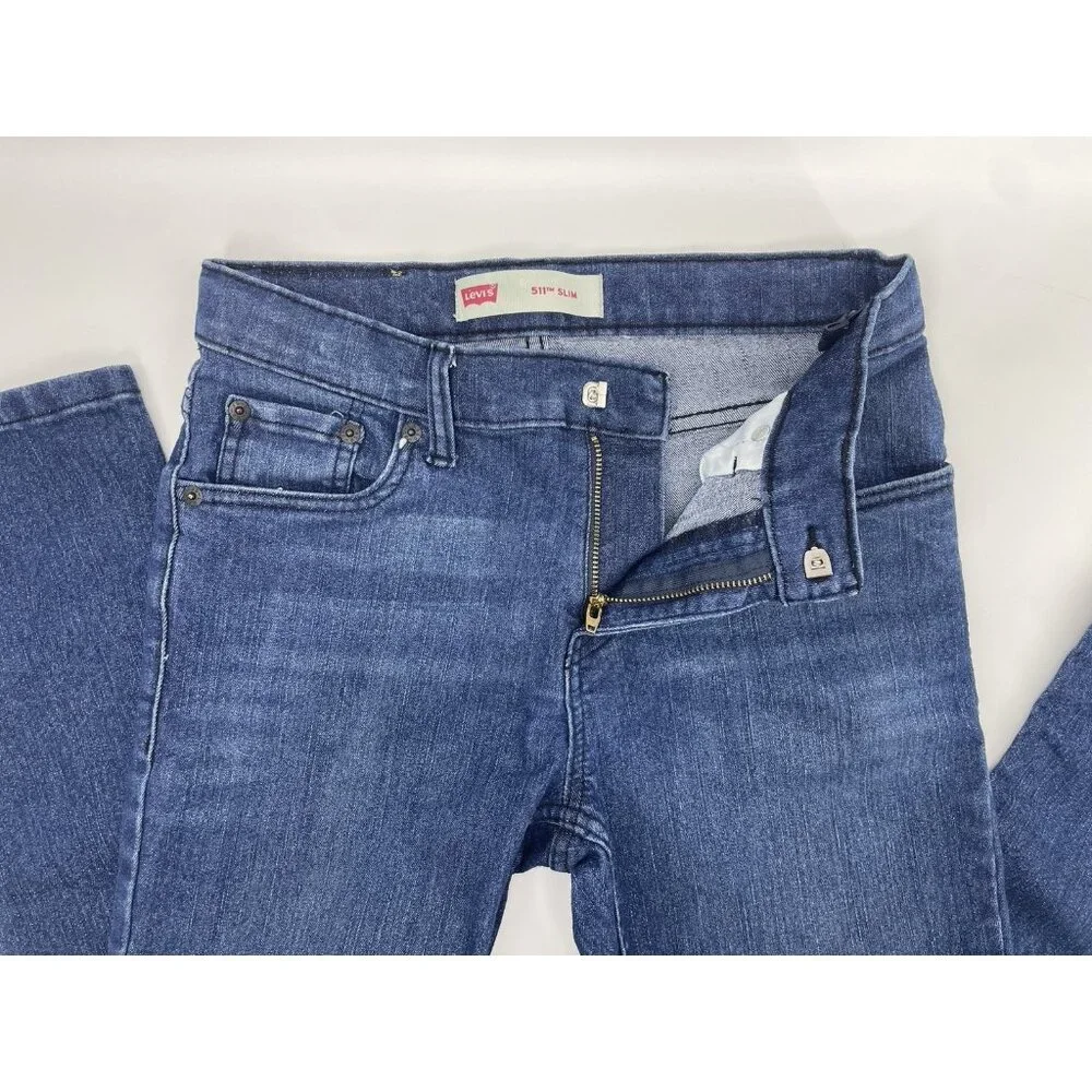 Boys Levi’s 511 Slim Jeans Size 14 Regular 27x27 Medium Wash - Picture 14 of 16